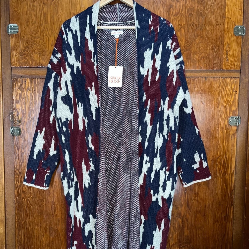 NWT Knox Rose Chunky Knit Western Shawl Drape Open Front Sweater Women's sz M